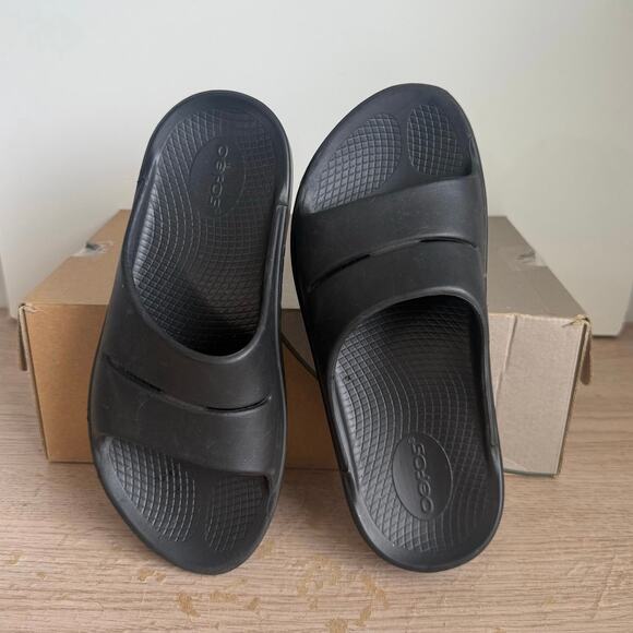 OOFOS Ooahh Sport Slide Sandal BLACK MATTE - M 6- W 8 - Picture 1 of 10